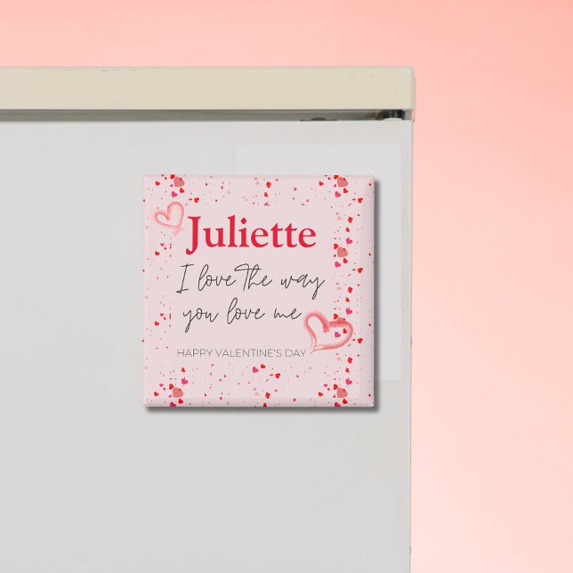Romantic Pink & Red Heart Valentine Personalized Magnet (Romantic Pink & Red Heart Valentine Personalized Magnet)