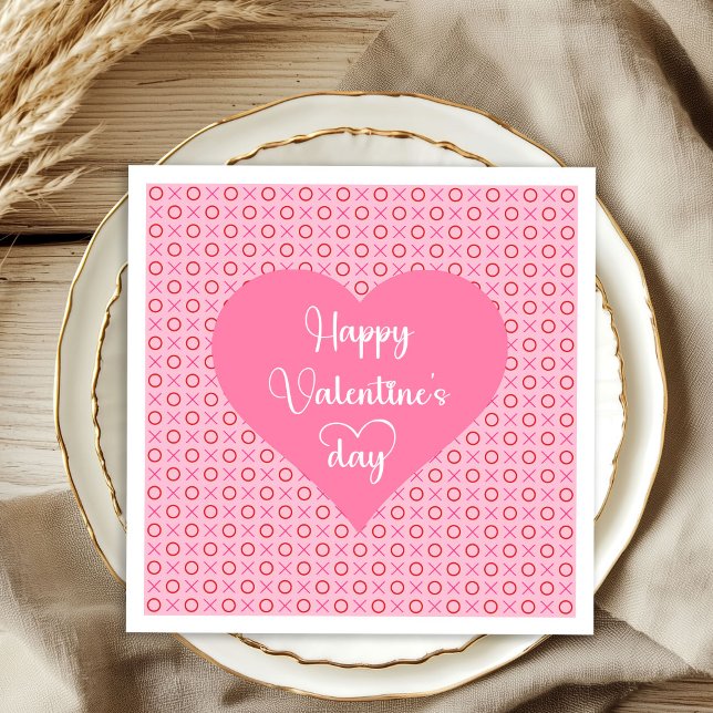 Romantic Pink Red Hearts Valentine Table Decor   Napkin (Romantic Pink Red Hearts Valentine Table Decor Napkins)