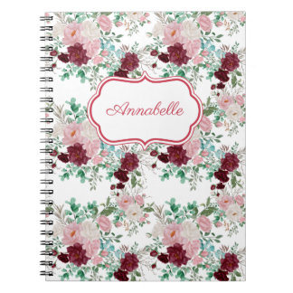 Romantic Pink & Red Roses Personalized Notebook