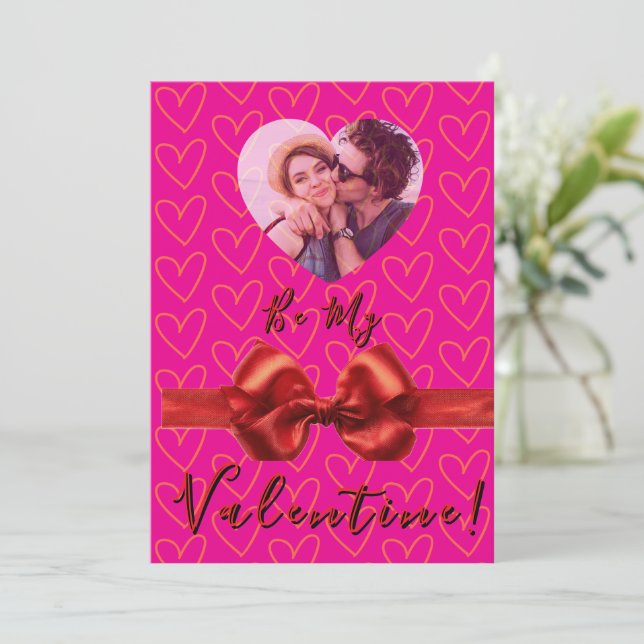 Romantic Pink & Red Valentine’s Day Card (Standing Front)