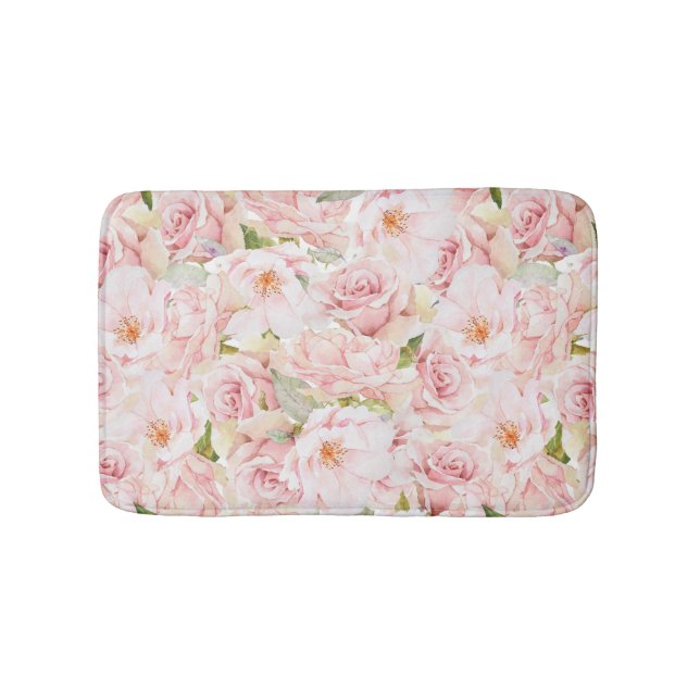 Romantic Pink Rose Bath Mat (Front)