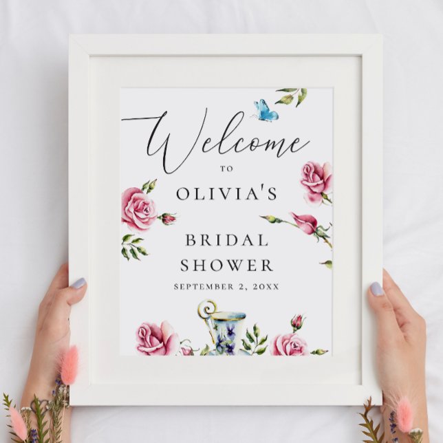 Romantic Pink Rose Bridal Shower Welcome Sign (Creator Uploaded)
