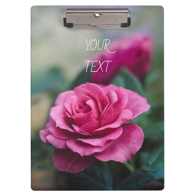 Romantic Pink Rose Clipboard (Front)