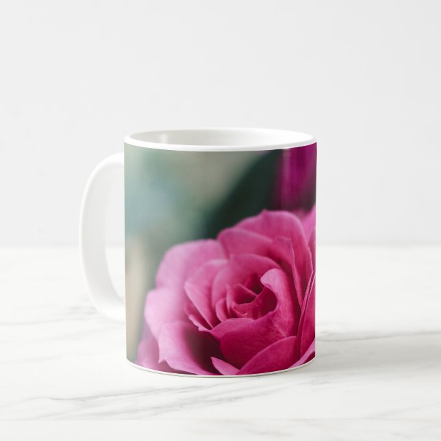 Romantic Pink Rose Coffee Mug (Front Left)