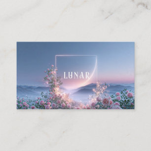 Romantic Pink Rose Floral and Mountain Twilight Business Card