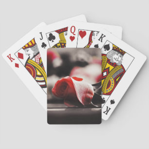 Romantic Pink Rose Flowers Playing Cards