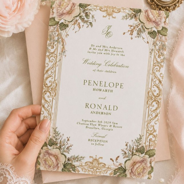 Romantic Pink Rose Gold Wedding Invitation (Creator Uploaded)