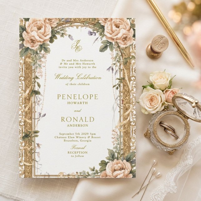 Romantic Pink Rose Gold Wedding Invitation (Creator Uploaded)