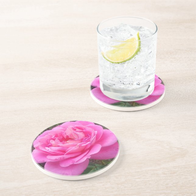 Romantic Pink Rose 'Leonardo Da Vinci'    Coaster (Side)
