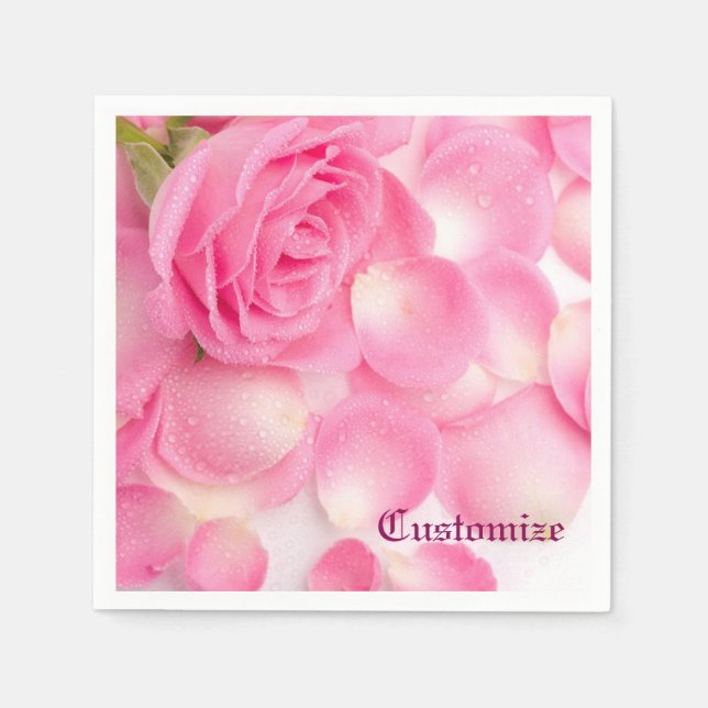 Romantic Pink Rose Pedals Napkins (Front)
