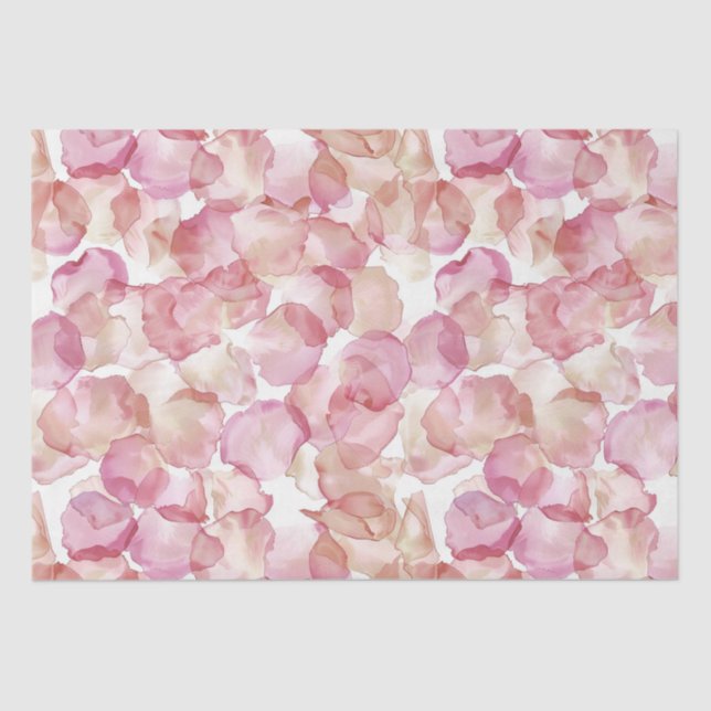 Romantic Pink Rose Petals Floral Bridal Shower Tissue Paper (Front)