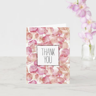 Romantic Pink Rose Petals Floral Thank You Card
