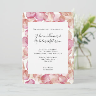 Romantic Pink Rose Petals Floral Wedding Invitation