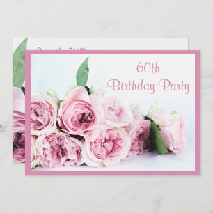 Romantic Pink Roses 60th Birthday Invitation