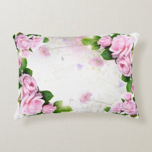 Romantic Pink Roses Accent Pillow