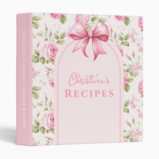 Romantic Pink Roses and Bow | Coquette Binder (Front/Spine)