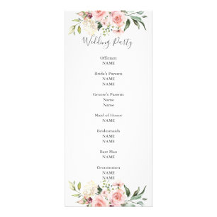 Romantic Pink Roses Dusty Rose Wedding Program