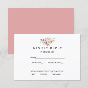 Romantic Pink Roses Dusty Rose Wedding RSVP Invita Invitation