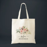 Romantic Pink Roses Floral Bridesmaid Wedding Tote Bag<br><div class="desc">Get matching tote bags for the wedding party. Everyone will love it.
This cute tote bag has soft blush pink roses and can be personalized with the name and the job of the person.</div>