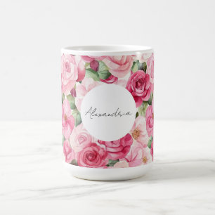 Romantic Pink Roses Floral   Coffee Mug