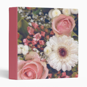 Romantic Pink Roses Flower Bouquet Binder