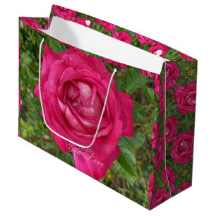 Romantic Pink Roses Flower Photography Floral Large Gift Bag