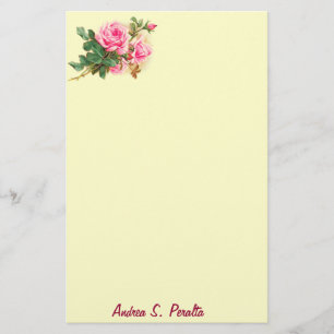 Romantic Pink Roses Personalized Stationery