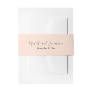 Romantic Pink Roses Wedding Invitation Belly Band