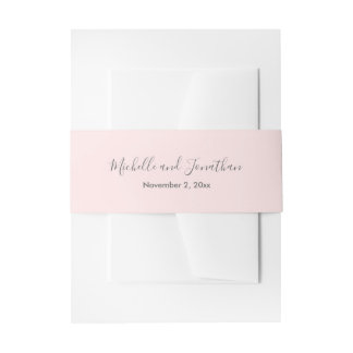 Romantic Pink Roses Wedding Invitation Belly Band