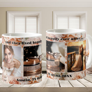 Romantic Pink Roses Wedding Photo Mug