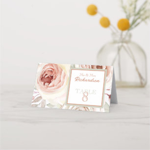 Romantic Pink Roses Wedding Place Card