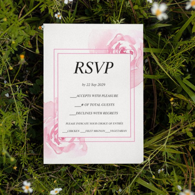 Romantic Pink Roses Wedding Response Card RSVP (Creator Uploaded)