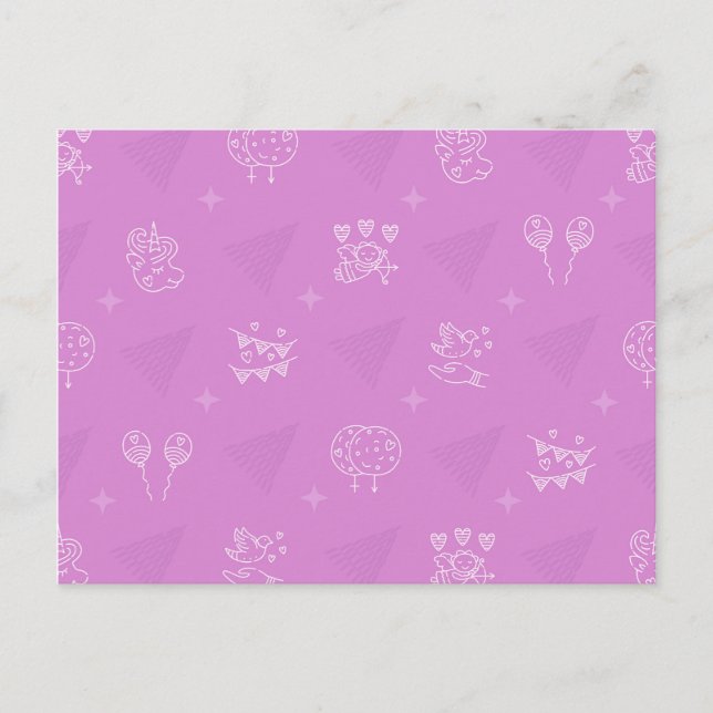 Romantic pink seamless pattern postcard (Front)