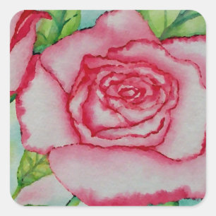 Romantic Pink Summer Rose Watercolor CricketDiane Square Sticker
