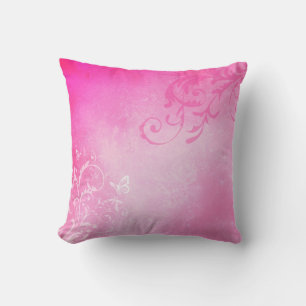 Romantic Pink Swirls Throw Pillow
