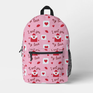 Romantic Pink Valentine Love Notes & Hearts  Printed Backpack