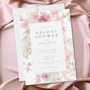 Romantic Pink Watercolor Floral Bridal Shower Invitation