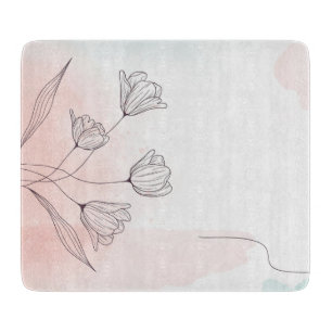 Romantic Pink Watercolor Floral Cutting Board