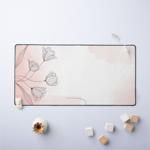 Romantic Pink Watercolor Floral  Desk Mat