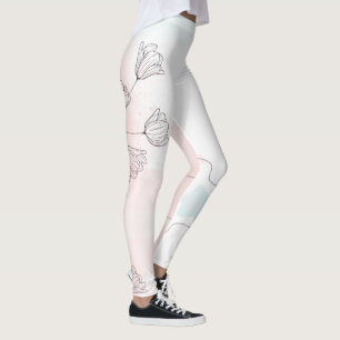 Romantic Pink Watercolor Floral Leggings