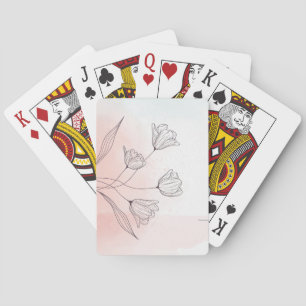 Romantic Pink Watercolor Floral Poker Cards Game
