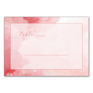 Romantic Pink Watercolor Lines Table Number