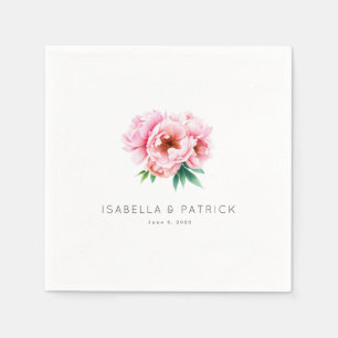 Romantic Pink Watercolor Peonies Napkin