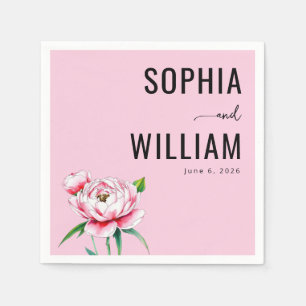 Romantic Pink Watercolor Peonies Napkin
