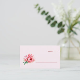 Romantic Pink Watercolor Peonies Place Card