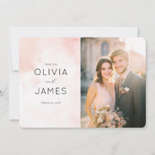 Romantic Pink Watercolor Photo Thank You Card