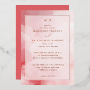 Romantic Pink Watercolor Wedding Invitation