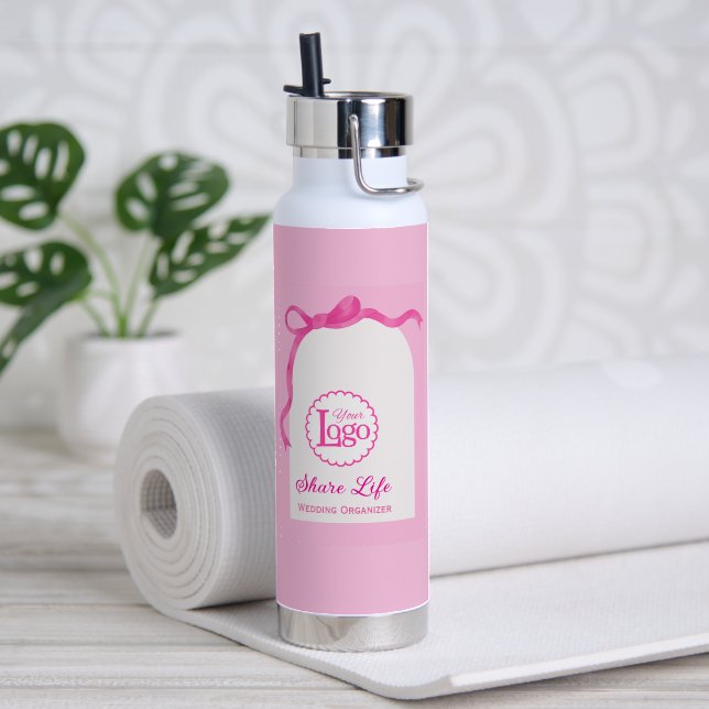 Romantic Pink Wedding Planner Business Promotion Water Bottle (Yoga (Rotated))