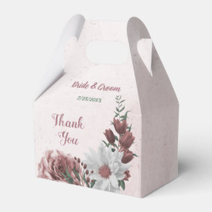 romantic pink, white and cinnamon rose wedding favor box