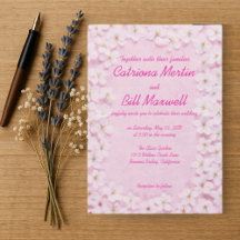Romantic Pink & White Wedding Invitation
